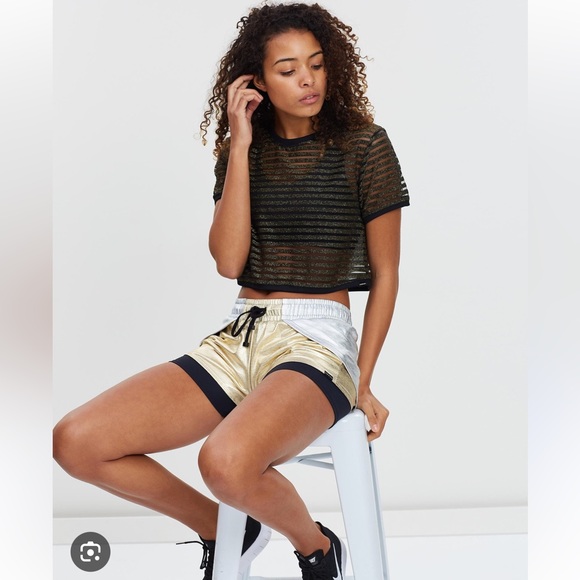 KORAL Terrain Cropped Top Black Gold Women’s Size Large BRAND NEW Made in USA - Picture 3 of 15